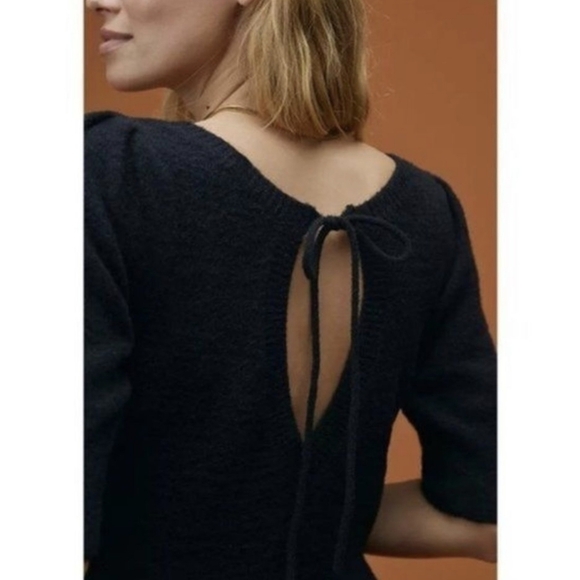 Anthropologie Daily Practice sz L Fuzzy Textured Sweater Dress Open Back Stretch - Picture 4 of 15